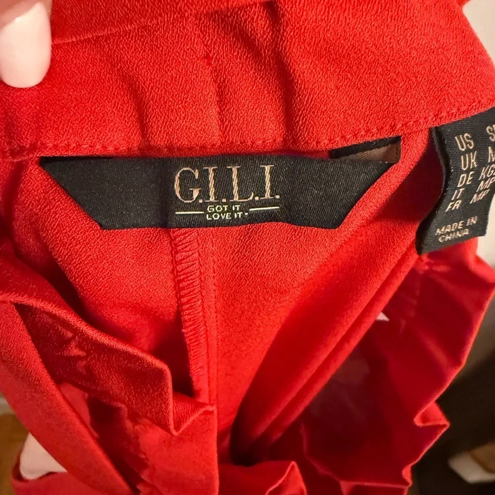 G.I.L.I. Wide-Leg Side Stripe Pants – Red & Blush Colorblock – Size Small